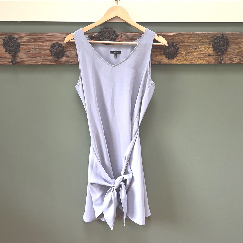 Drew New York Periwinkle Blue Sleeveless Tie Front Shift Dress Small Made in USA